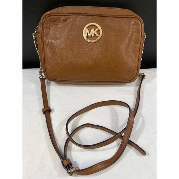 Michael Kors Fulton Womens Brown Leather Crossbody Purse SKU 6552 - Picture 1 of 10